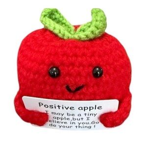 🌻 Apple Crochet Emotional Support Positive Message Handmade NEW